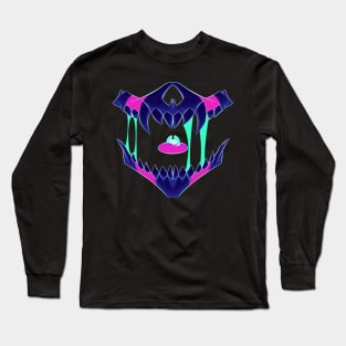 Demon Skull Mask 6 BIG PINK GLOW Long Sleeve T-Shirt